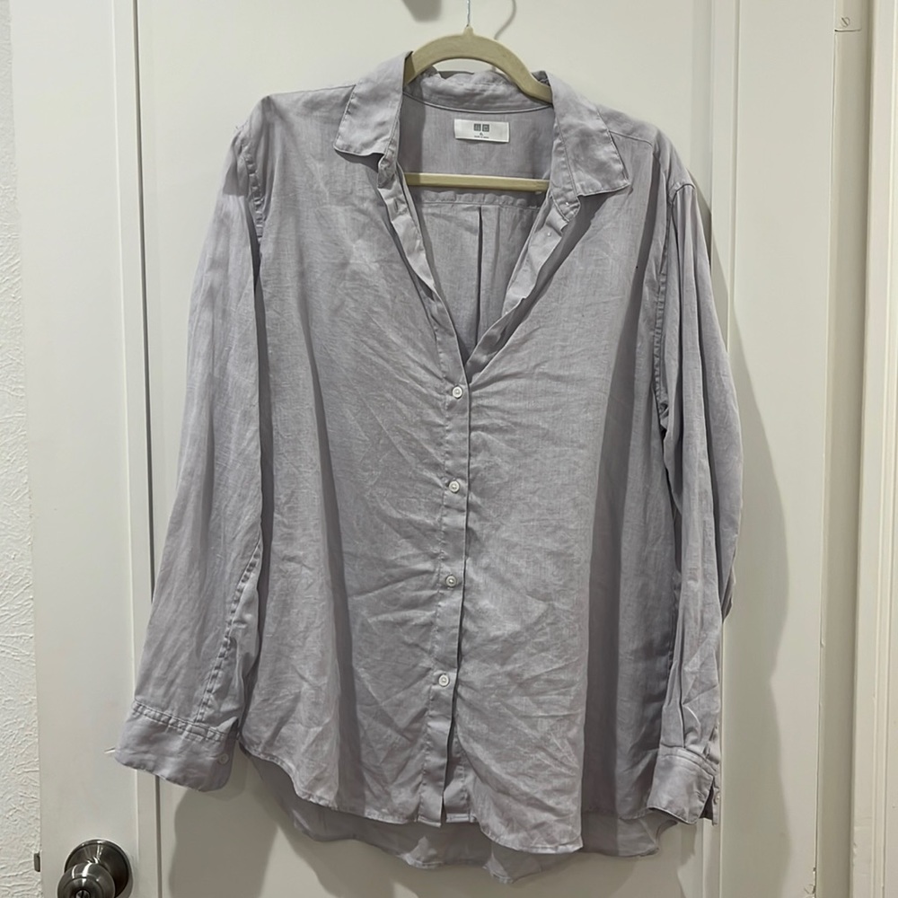 Lilac Linen Long Sleeve Shit XL Uniqlo